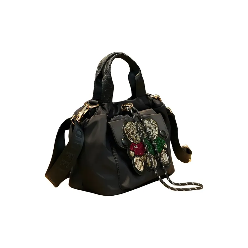 GELANDAI South Korean Silk Cloud Bag, Shoulder Bag, Crossbody Bag, Handbag Women's Black/Red-0