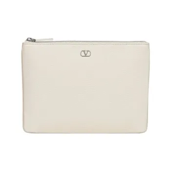 Valentino Calfskin Clutch Men's White