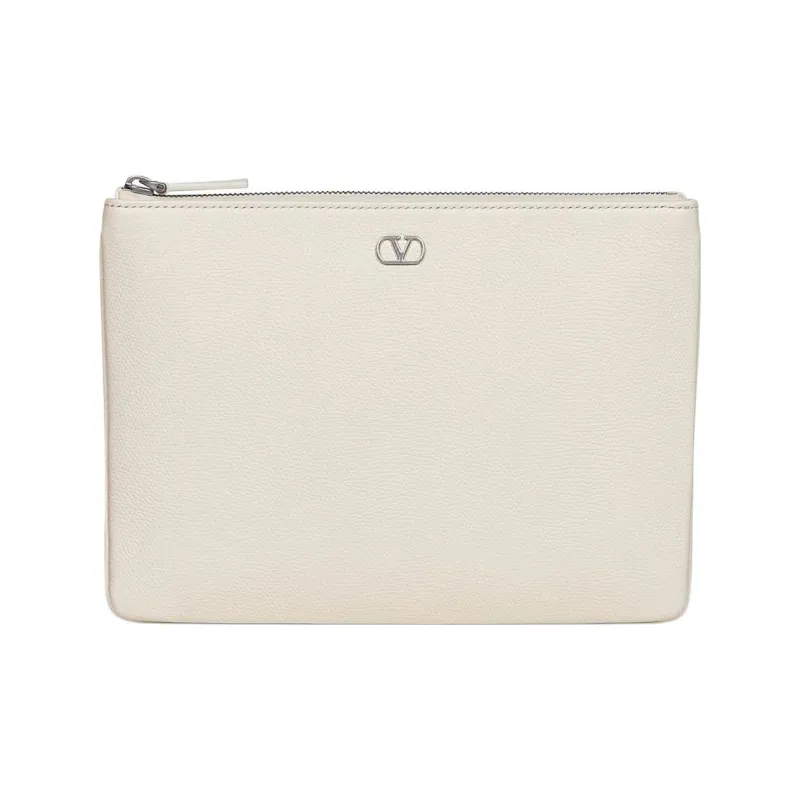 Valentino Calfskin Clutch Men's White-0