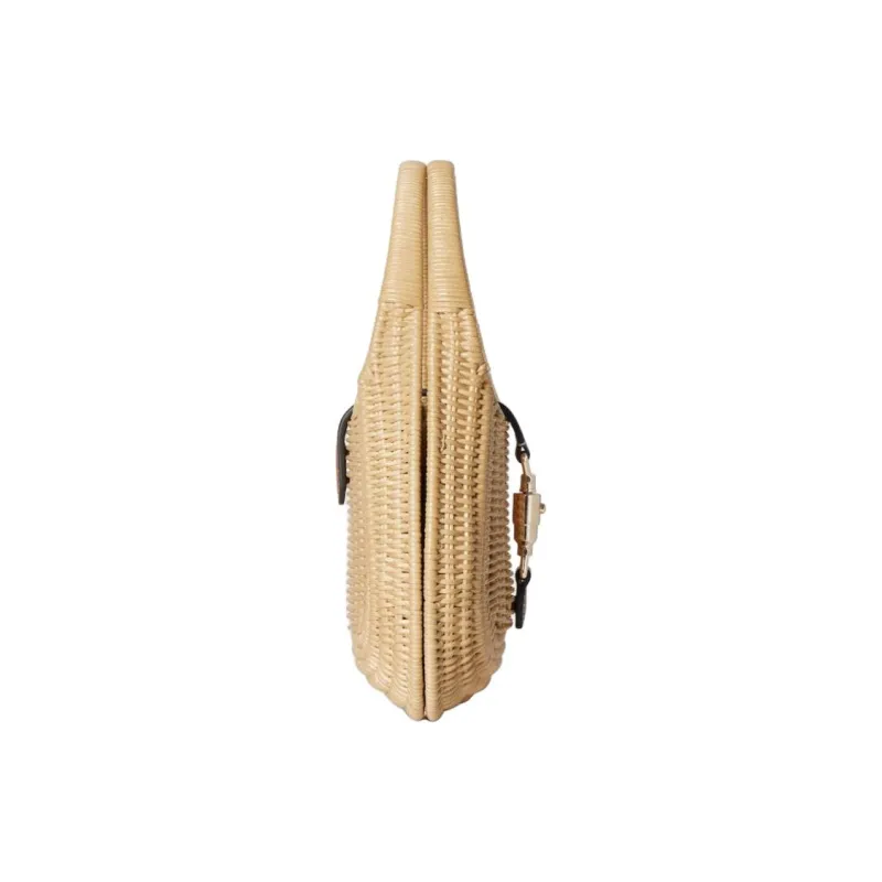 GUCCI Jackie 1961 Wicker Handbag Medium Size Women's Natural-3