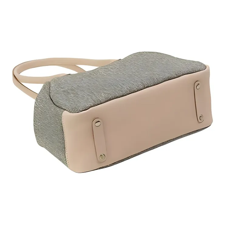 LINE ARTISANAL Canvas Canvas Bag Handbag Shoulder Bag Small Size Women's Green/Ecru-2