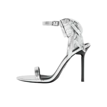 ZARA One Strap Sandals 9.5cm Women's Silver