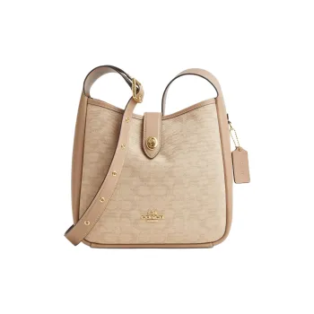 COACH Hadley Canvas With Leather Crossbody Bag, Shoulder Bag Medium Size Women's Natural