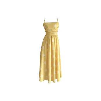 AFGGD Slip Dresses Women's Yellow
