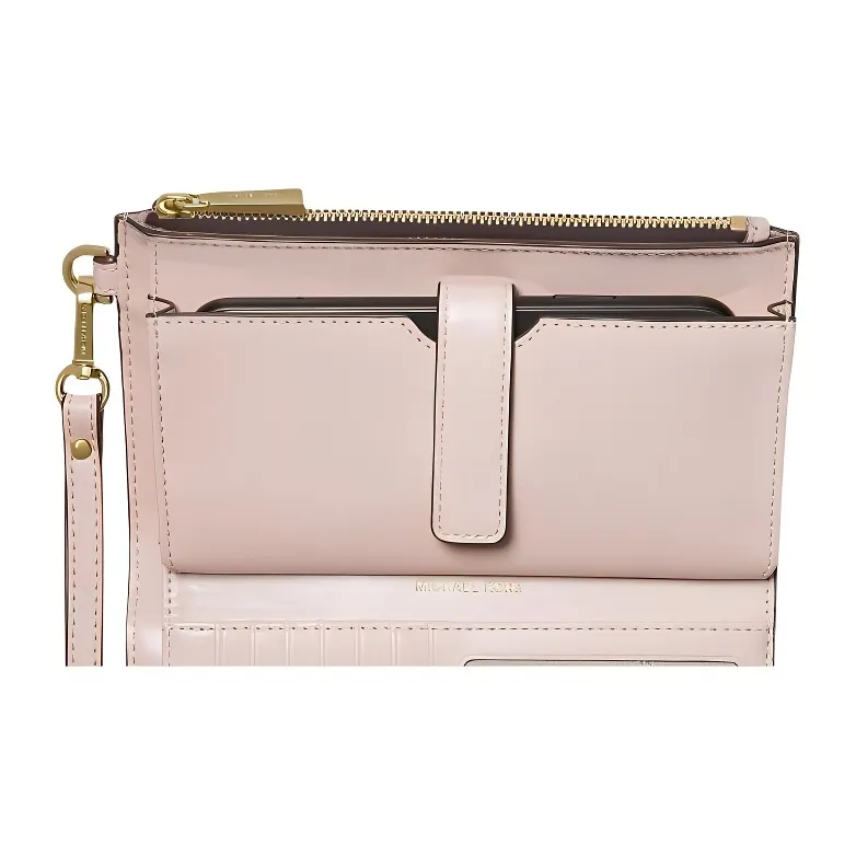MICHAEL KORS Adele Coated Canvas Wallet Women's Brown & Pink-2