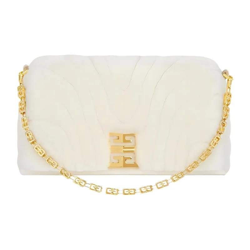GIVENCHY 4G Shearling Shoulder Bag Crossbody Bag Small Size Women's White-0