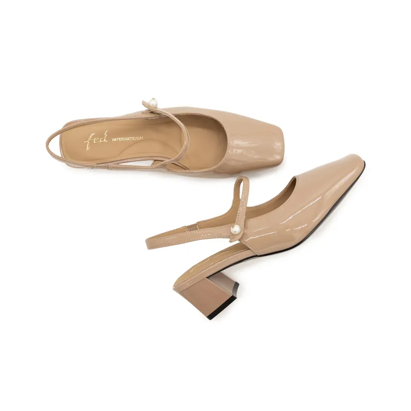 FED Block Heel High Heels Women's Nude-7