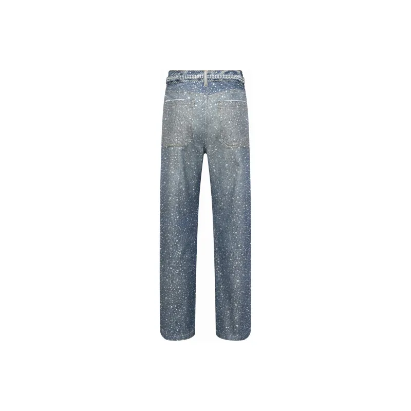 BIRTH OF ROYAL CHILD Rhinestone embellished Wide leg Jeans-2