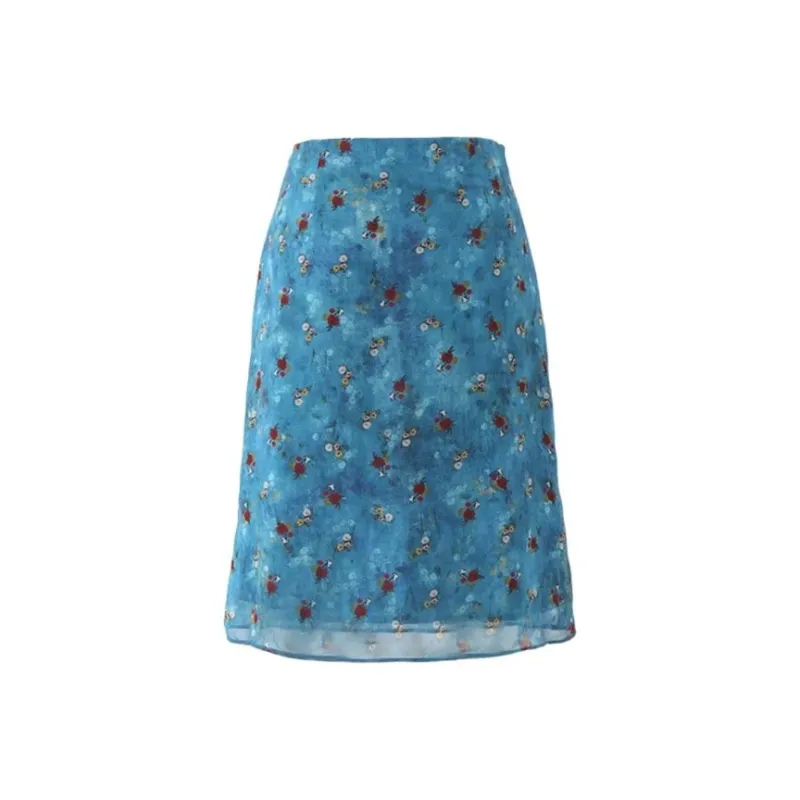 MTHE Casual Long Skirts Women's Blue-0