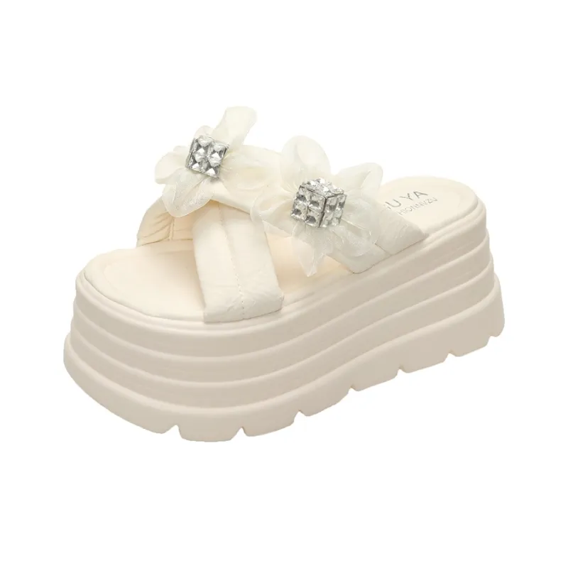 Alxnan Rhinestone Slip Resistant Slide Slippers Women's-0