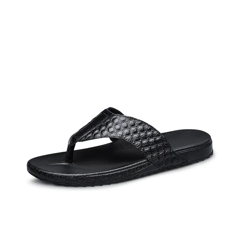 AIPSEN Flip Flops Men's Black Square-1