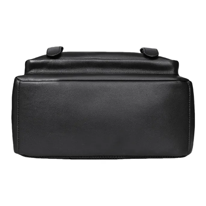PESASRIE Top Grain Cow Leather Backpack Regular Men's Black-5