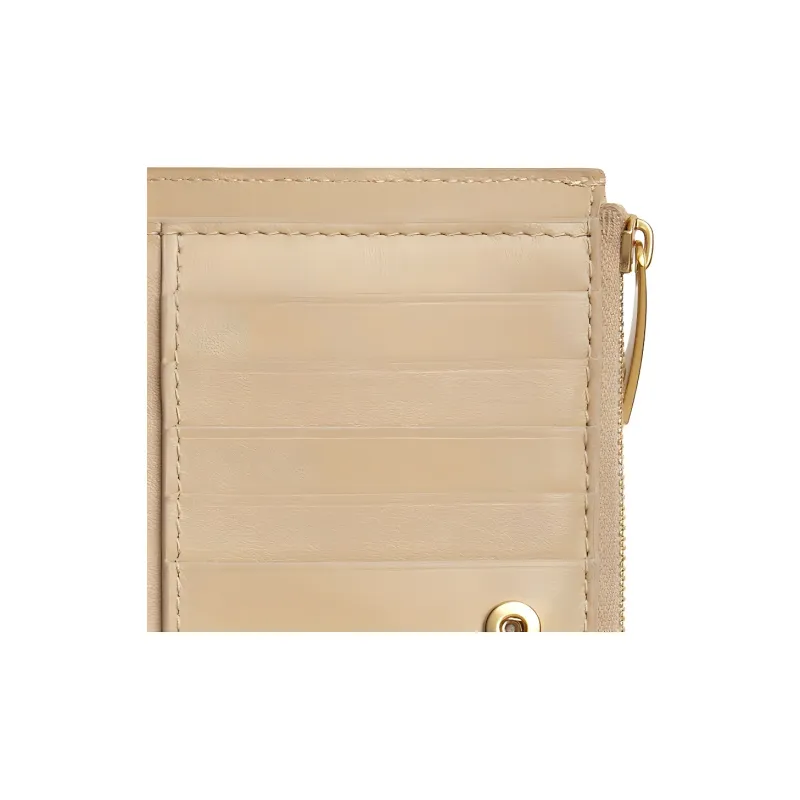 Bottega Veneta Sheepskin With Cow Leather Wallet Medium Size Women's Oat-3
