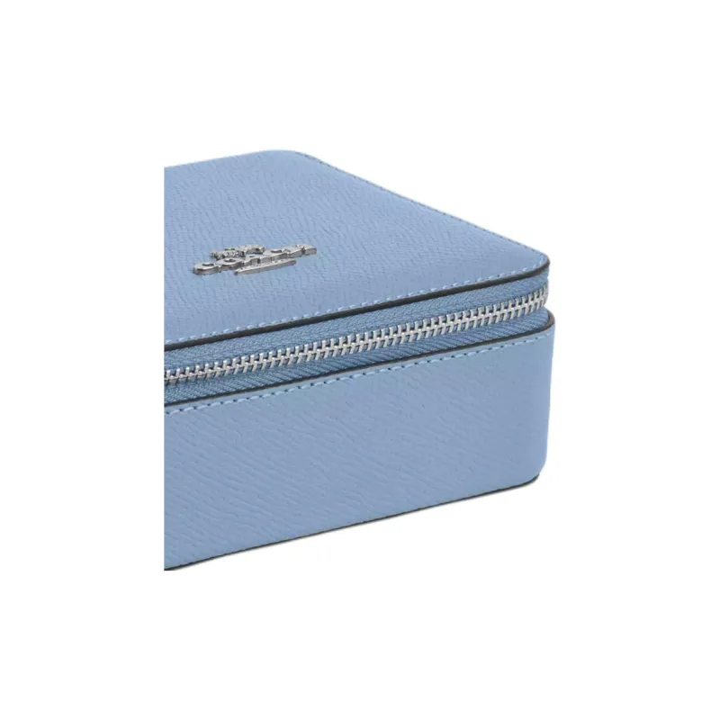 COACH Jewelry Bo Cross-Stitch Leather Jewelry Box Pearl Box Storage Box Mini Unisex Blue-2