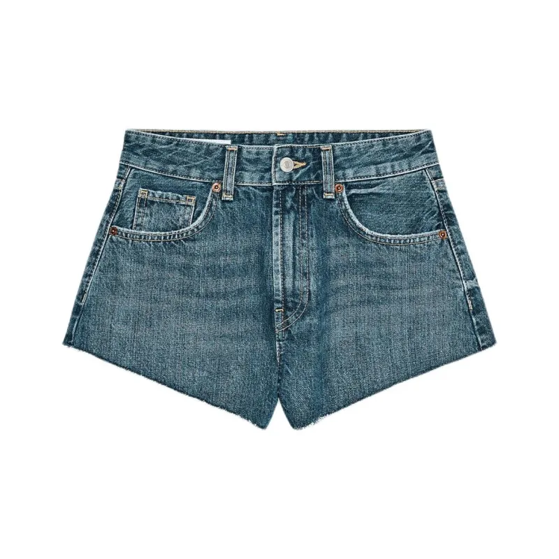 ZARA Trf Denim Shorts Women's Blue/Gray-0