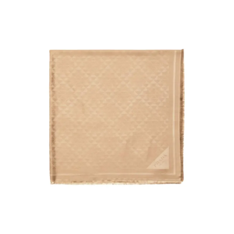 PRADA Silk Knit Scarves Women's Beige-1
