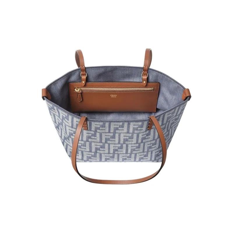FENDI Roll Cotton Tote Bag, Shopping Bag, Shoulder Bag Trumpets Women's Blue-4