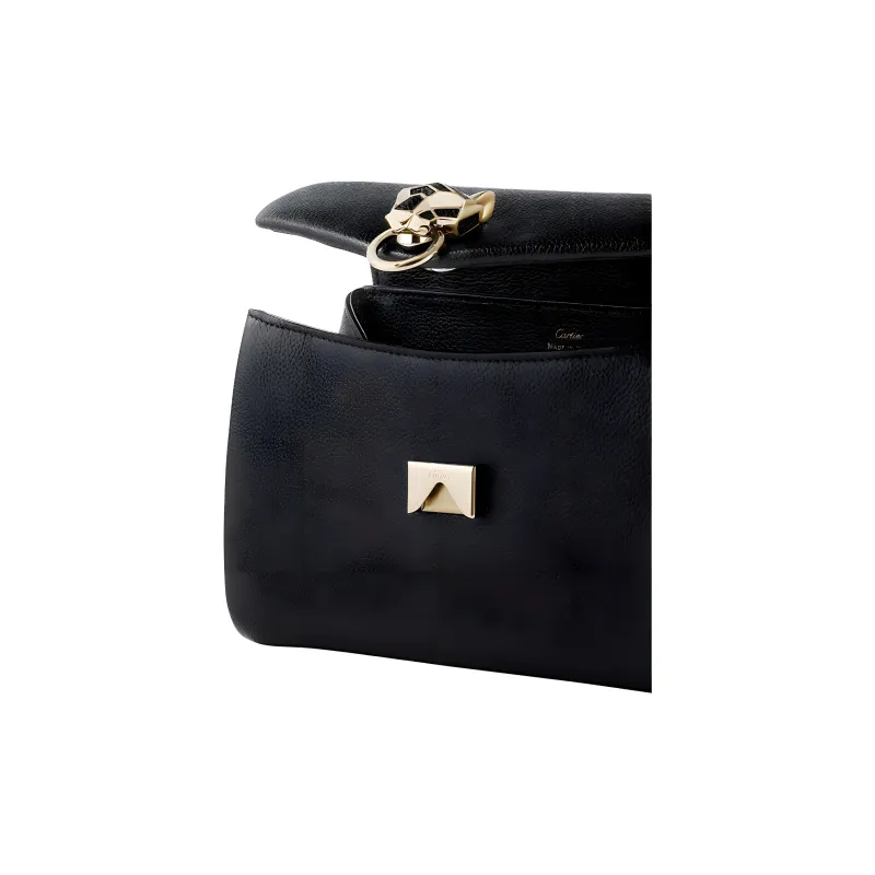 CARTIER Panthère De Cartier Calfskin Handbag Shoulder Bag Crossbody Bag Mini Women's Black-4