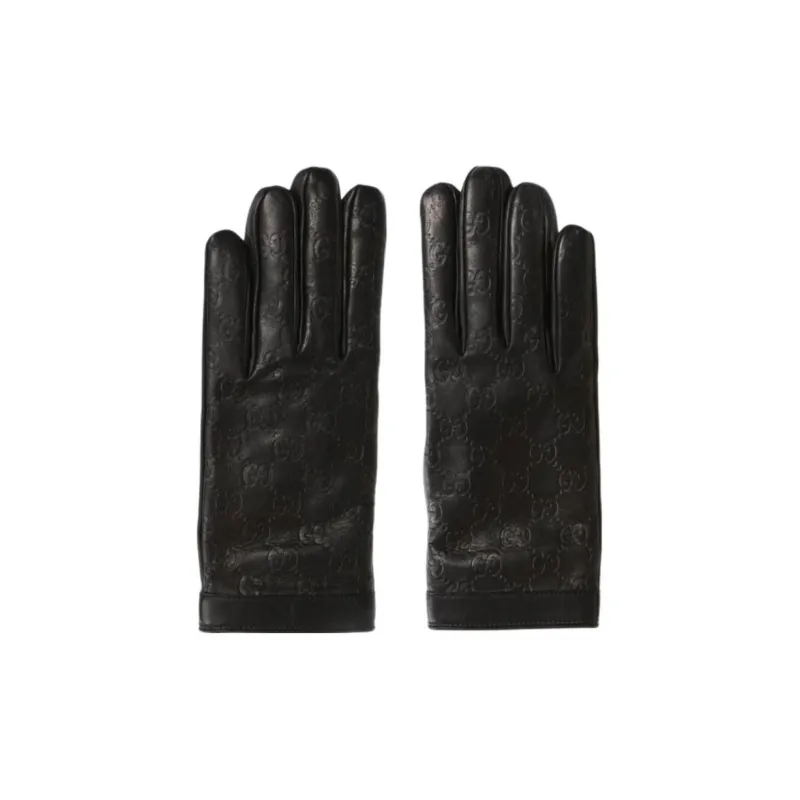 GUCCI Leather Gloves Women's Black-0