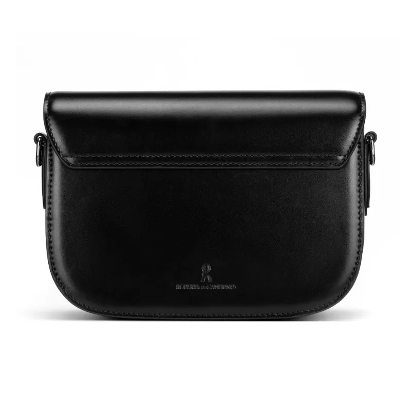 ROBERTA DI CAMERINO Top Grain Cow Leather Crossbody Crescent Bag Shoulder Bag Women's Black/Ecru-3