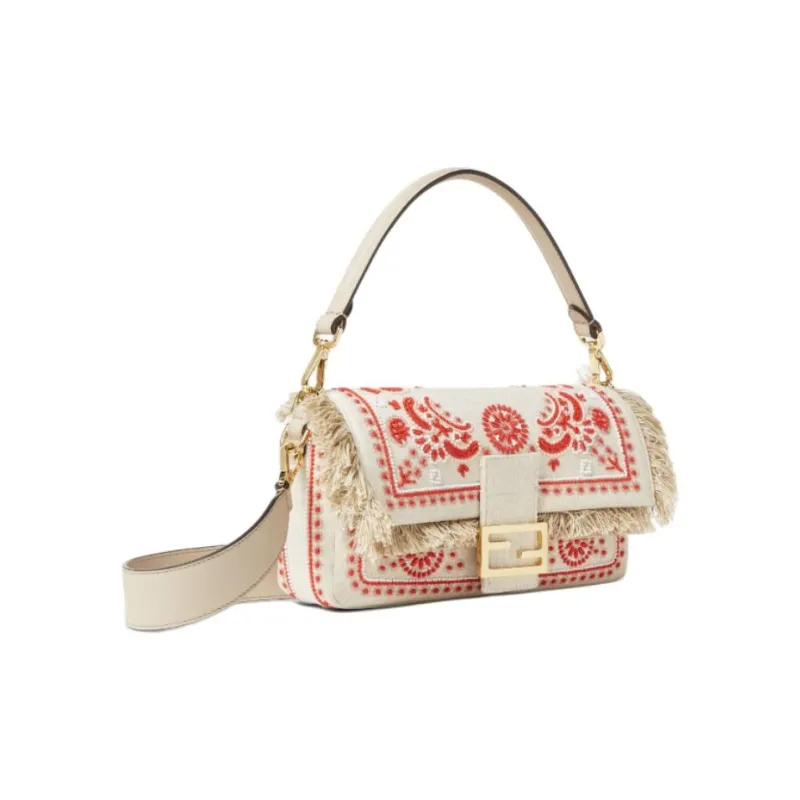 FENDI Canvas Baguette Shoulder Bag, Crossbody Bag, Handbag Medium Size Women's Multicolor-1