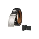Matte Gunmetal Buckle+95 Pattern, Black Strap (Box)