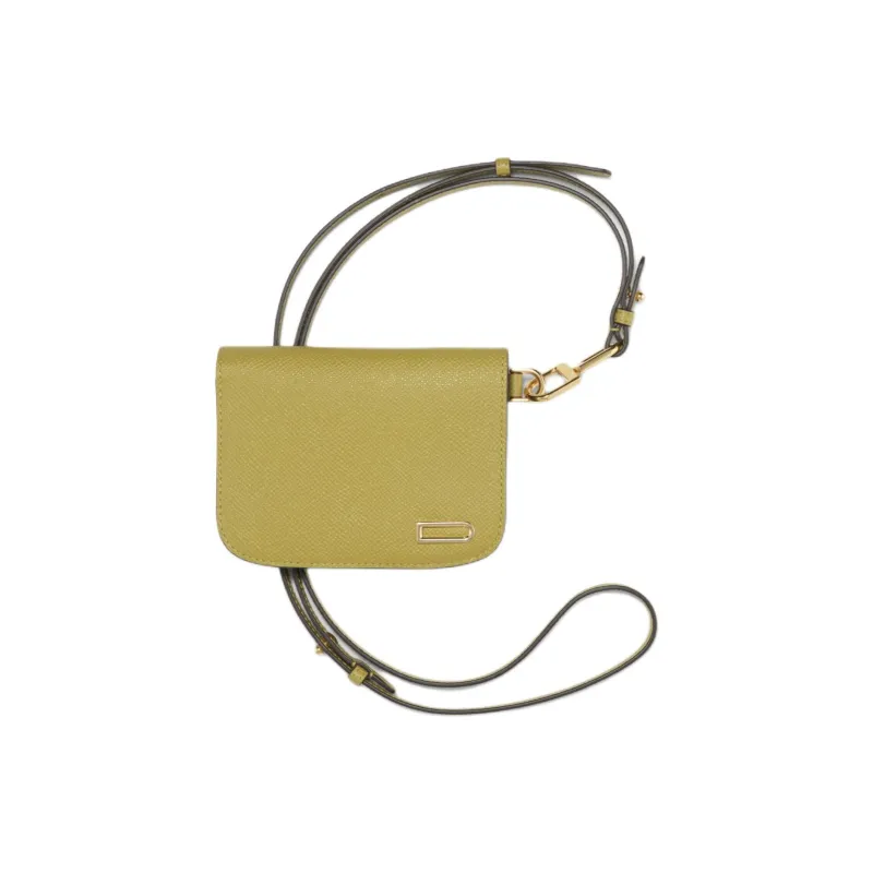 Delvau Alpina Calf Grain Calfskin Bag Strap Women's Olive Green-1