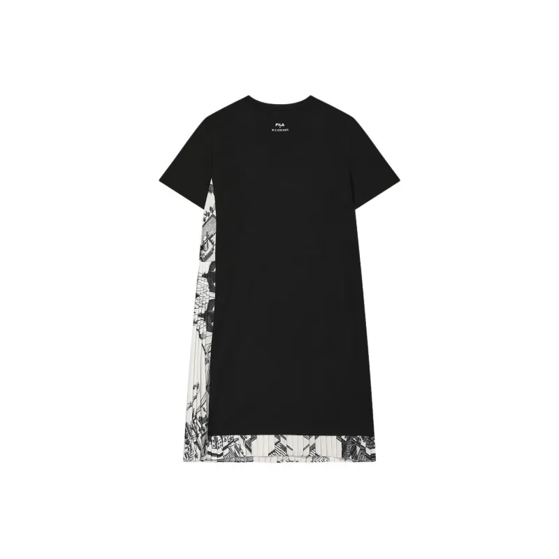 FILA x M.C.ESCHER SS25 Short Sleeved Dress Women's Jet Black-1