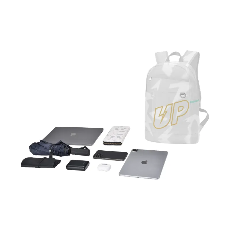 TURN UP Polyester Backpack Unisex Gray-4