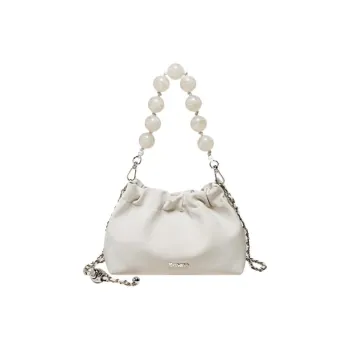 15 MINS Cow Leather Cloud Bag, Shoulder Bag, Crossbody Bag Trumpets Women's Graphite Black/Milkshake White/Olive Green