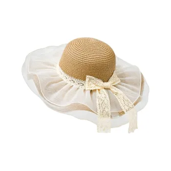 FREE RABBITⅡ Summer Travel Large Brim Straw Hat Seaside Vacation Style Sun Protection UV Protection Bucket Hats Women's