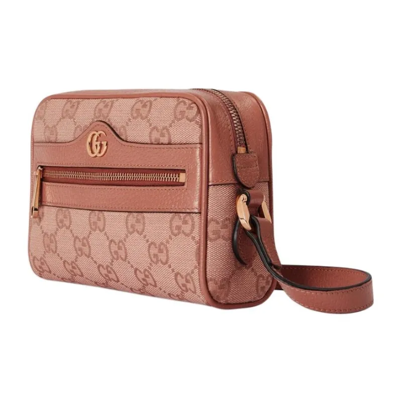 GUCCI Ophidia Fabric With Cow Leather Shoulder Bag, Crossbody Bag Mini Women's Pink-1