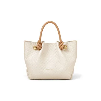 CNOLES Cow Leather Shoulder Bag, Crossbody Bag, Handbag Women's Ecru