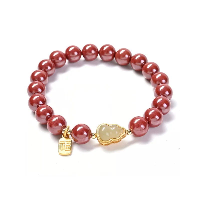 Abby's Wonderland Reconstructed Cinnabar Jade Bracelets Unisex-0