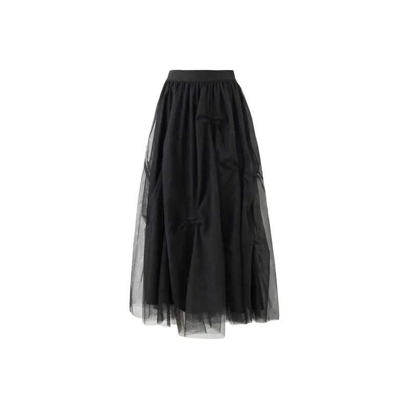 SOON FLOWER Casual Long Skirt Women's Black-0