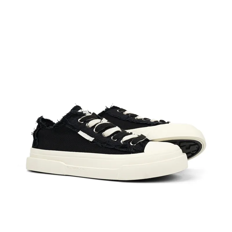 Mengsai Abrasion Resistant Shock Absorbers Low Top Canvas Shoes Men's Black-3