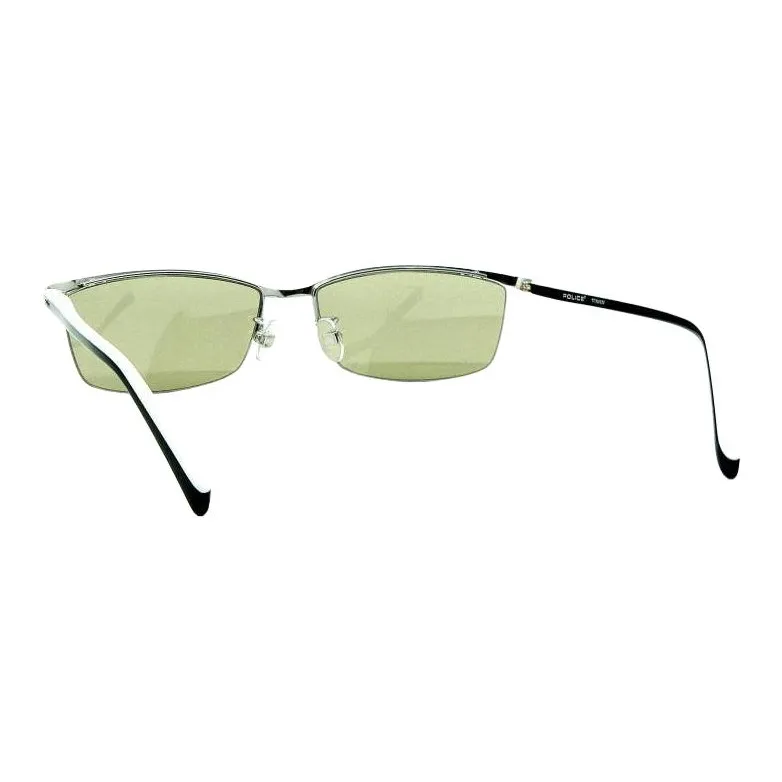 Police Titanium Plastic Irregular Shape Sunglasses Men's Silver-3