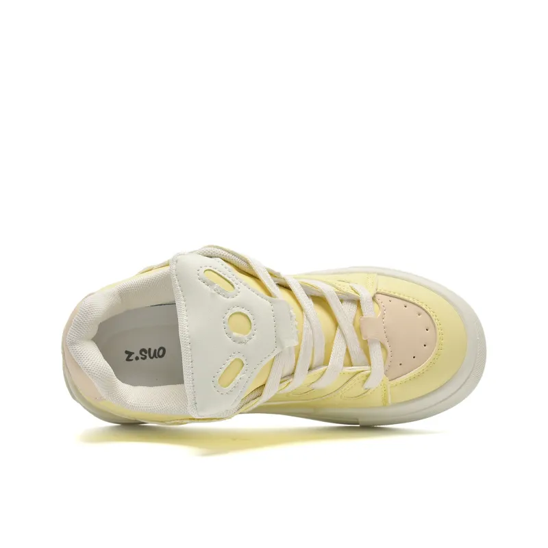 Z.SUO Coverage Balance Abrasion Resistant Lightweight Low Top Skateboard Shoes Women's Almond Yellow-5