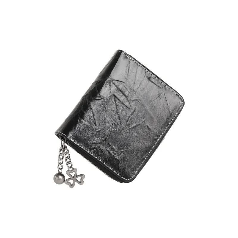 Miao Di Cow Leather Coin Purse Women's Obsidian Black-6