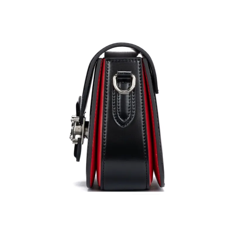 ROBERTA DI CAMERINO Top Grain Cow Leather Crossbody Crescent Bag Shoulder Bag Women's Black/Ecru-2