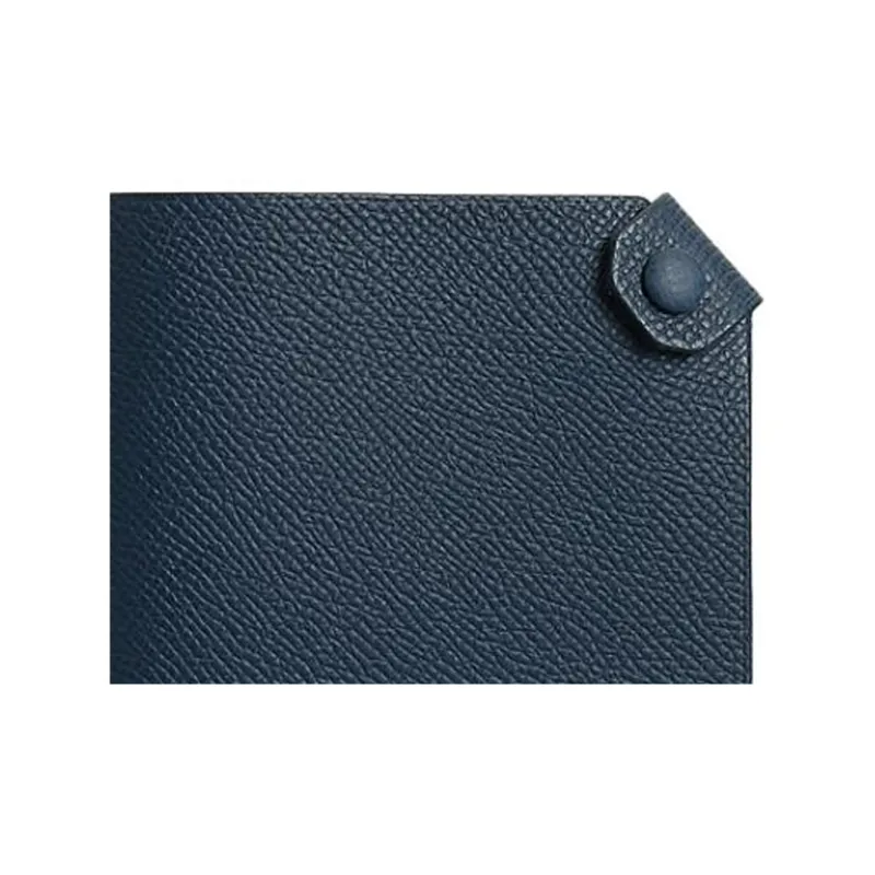 HERMES Calfskin Passport Holder Men's 7K Bleu Abysse Deep Sea Blue-1