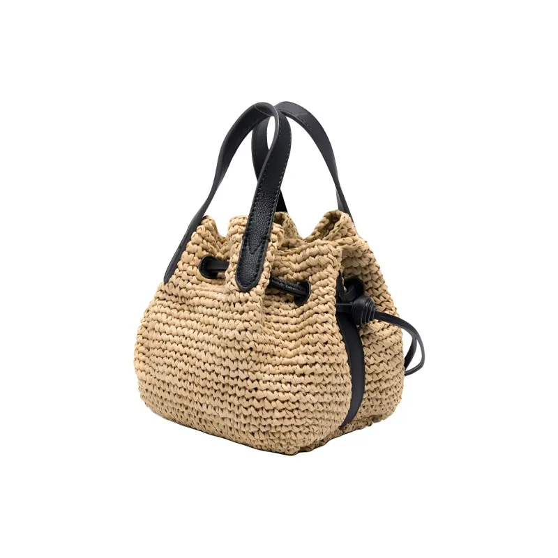 Anya Hindmarch Raffia Shoulder Bag Crossbody Bag Handbag Women's Beige & Black-2