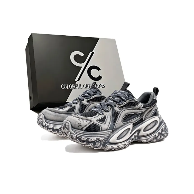 Colorful Creations Slip Resistant, Abrasion Resistant, Breathable, Lightweight Low Top Chunky Sneakers Men's-6