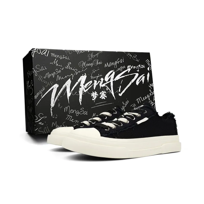 Mengsai Abrasion Resistant Shock Absorbers Low Top Canvas Shoes Men's Black-1