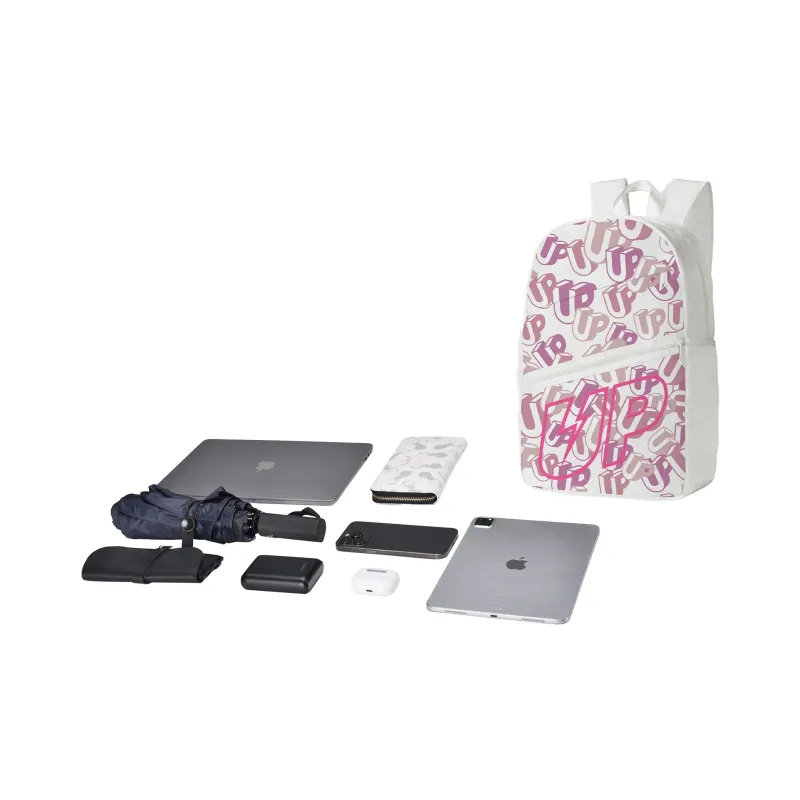 TURN UP Polyester Backpack Unisex Pearl White-4