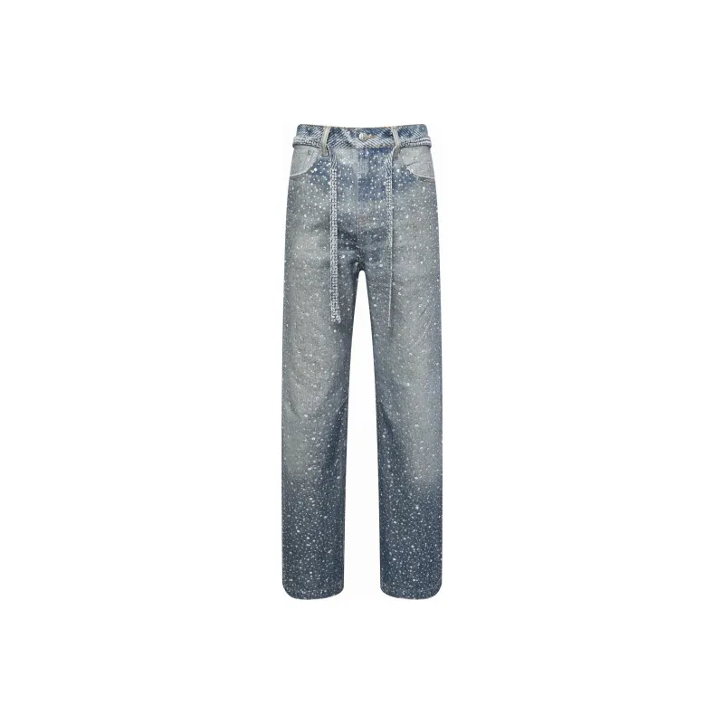 BIRTH OF ROYAL CHILD Rhinestone embellished Wide leg Jeans-1