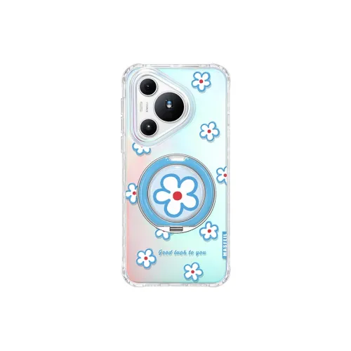 Marsfield TPU Material 360 Rotating Iridescent Pivot Case Blue Small Flower Phone Cases Compatibility Huawei P70 Pro