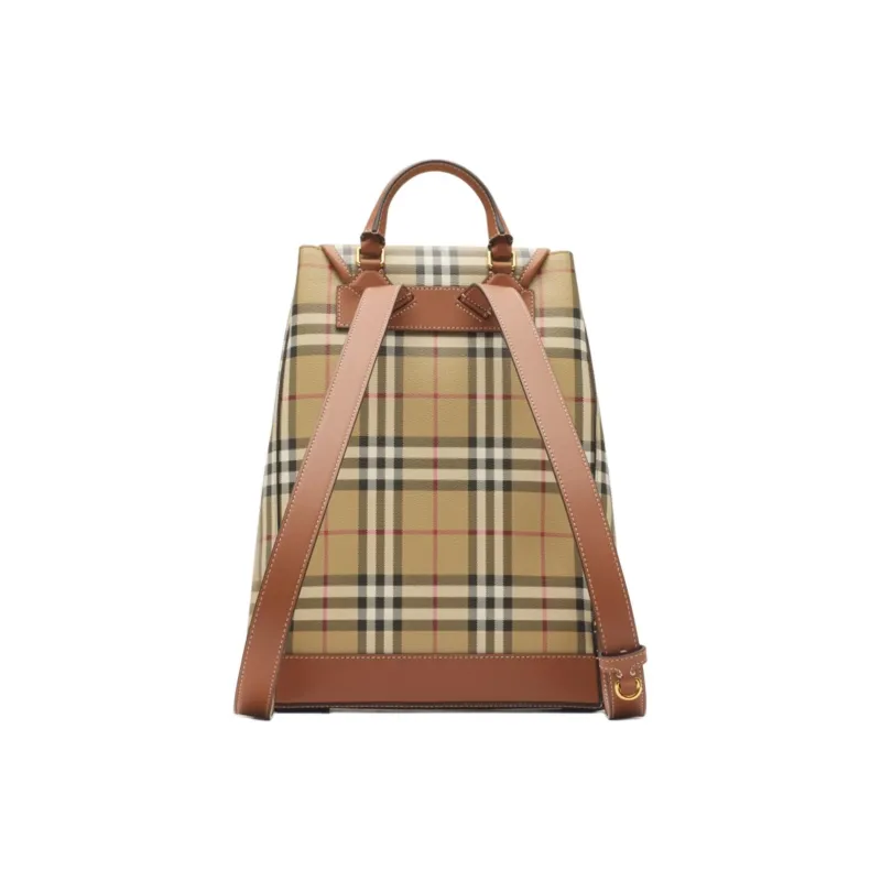 Burberry Polyurethane Backpack Women's Beige & Heather Brown-2