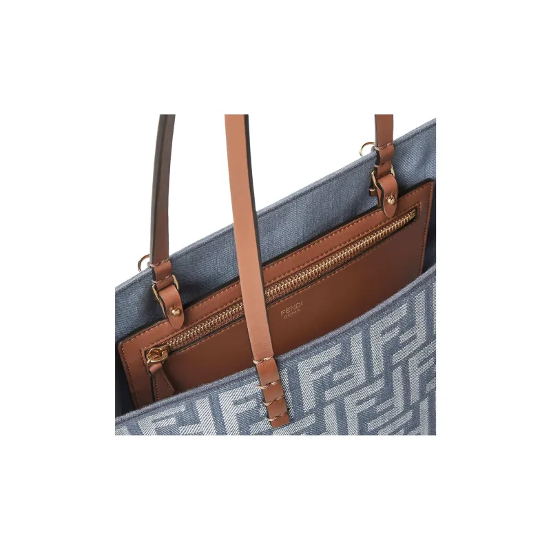 FENDI Roll Cotton Tote Bag, Shopping Bag, Shoulder Bag Trumpets Women's Blue-5