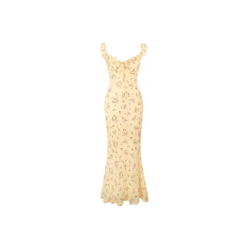 DOKZB Sleeveless Dresses Women's Yellow